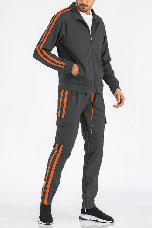 TWO STRIPE CARGO PANT SET